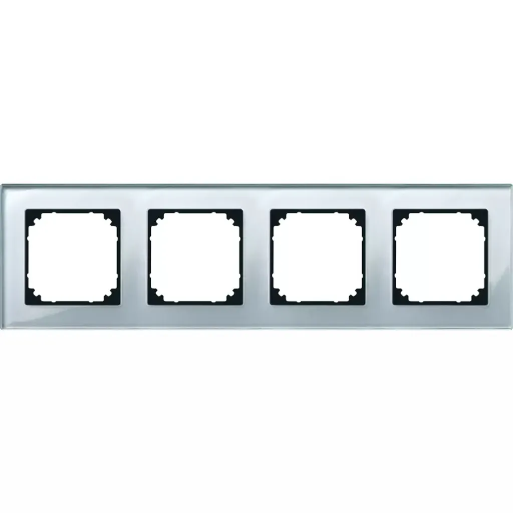 Cadre 4 postes Merten en verre véritable argenté 489460 design épuré