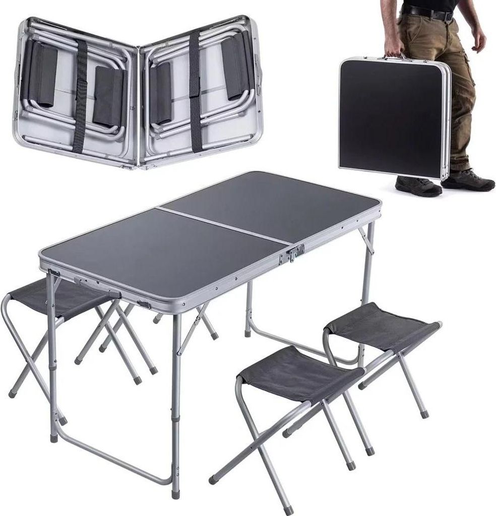 Camping Tisch mit Klappstühlen, Klapptisch + 4 Stühle