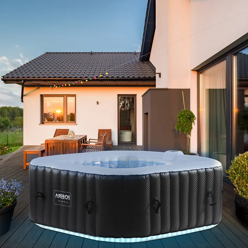 Jacuzzi gonflable extérieur AREBOS 600L pour détente et balnéo LED