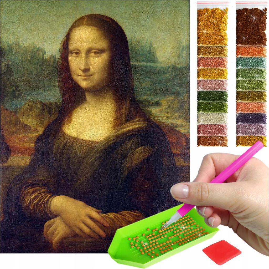 ARTULIO Diamond Painting Set - Mona Lisa nach Leonardo da Vinci Motiv - 30 x 40 cm - Diamant Painting, Home Wand Deko