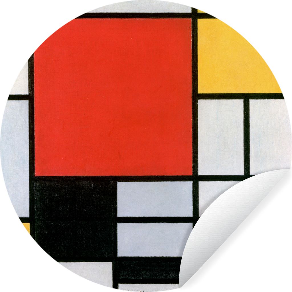 MuchoWow Runde Wandtattoo - Wandsticker Tapete Aufkleber Kunst - Mondrian - Alte Meister Ø 80 cm Selbstklebend und Repositionierbar - Wandaufkle...