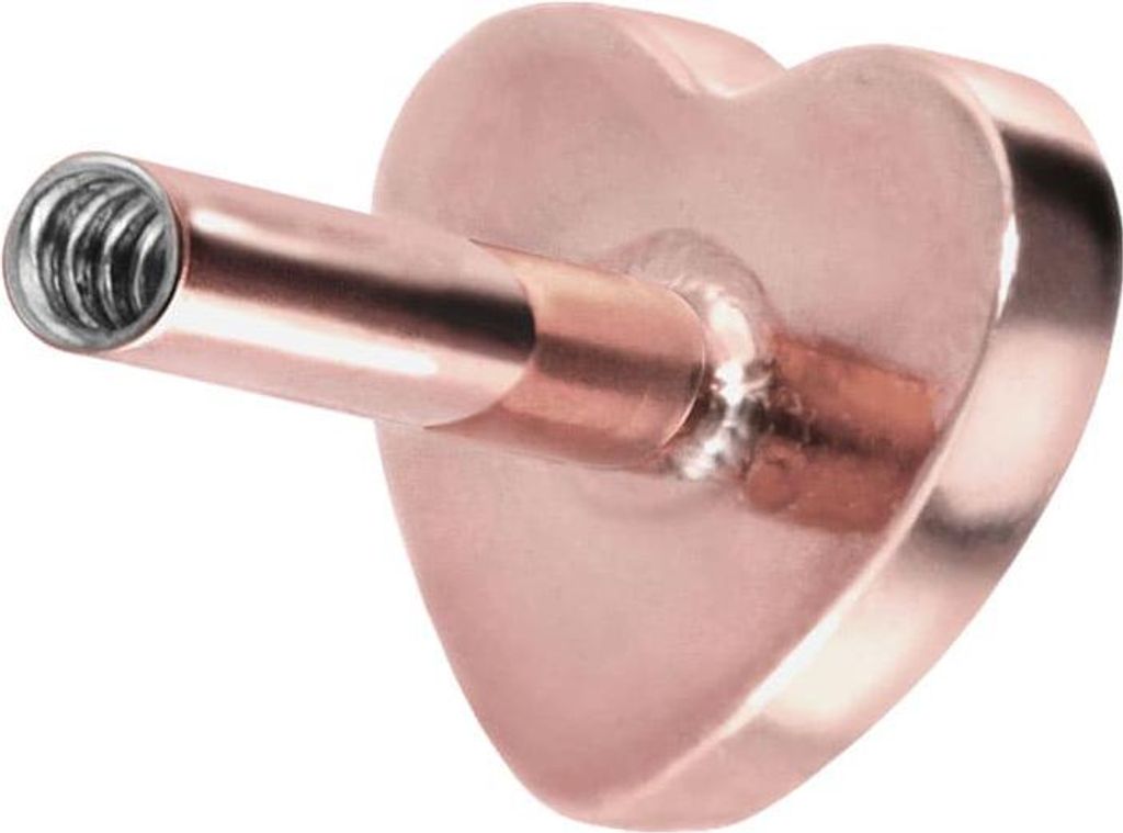 Ohrpiercing, Nasenpiercing Titan Labret mit Innengewinde ohne Kugel HERZ RoséGold Stablänge: 5mm | Stabstärke: 1mm