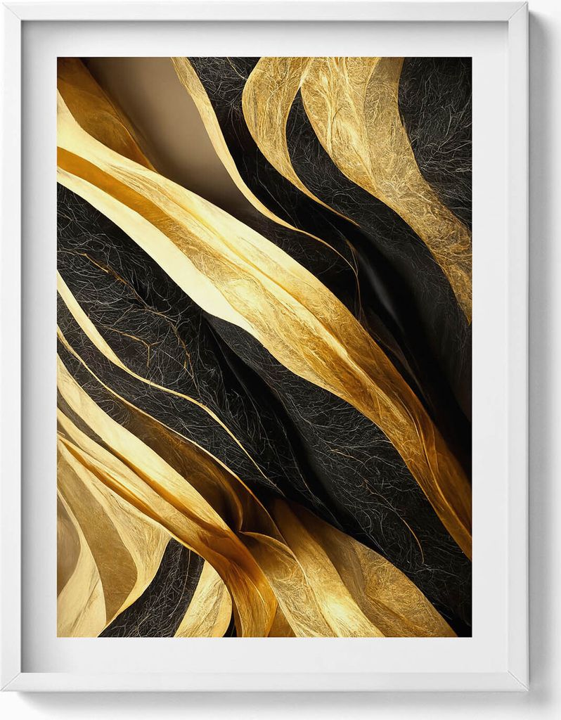 Elegante Abstraktion– Wandbild mit Rahmen – Gerahmtes Bild – Wanddekoration – 60x80 cm – Weiß Rahmen
