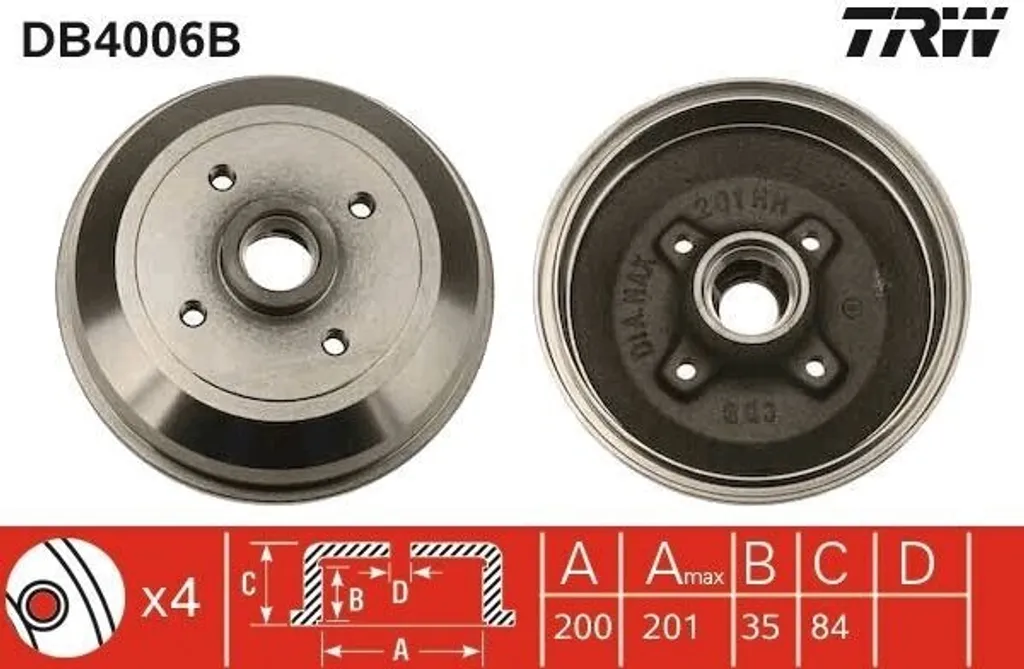 Réparer un sifflement de roue arrière : Tambour TRW DB4006B avec roulement