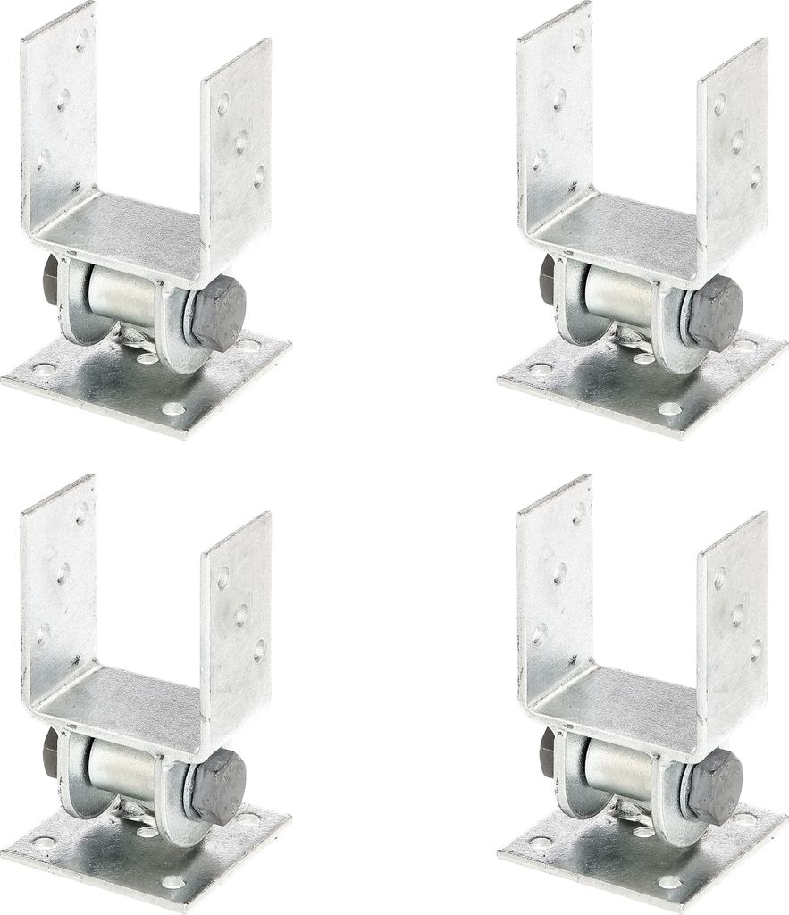 Alberts 4 x Pfostenträger, bewegliches Oberteil, zum Aufschrauben, 91 mm, feuerverzinkt