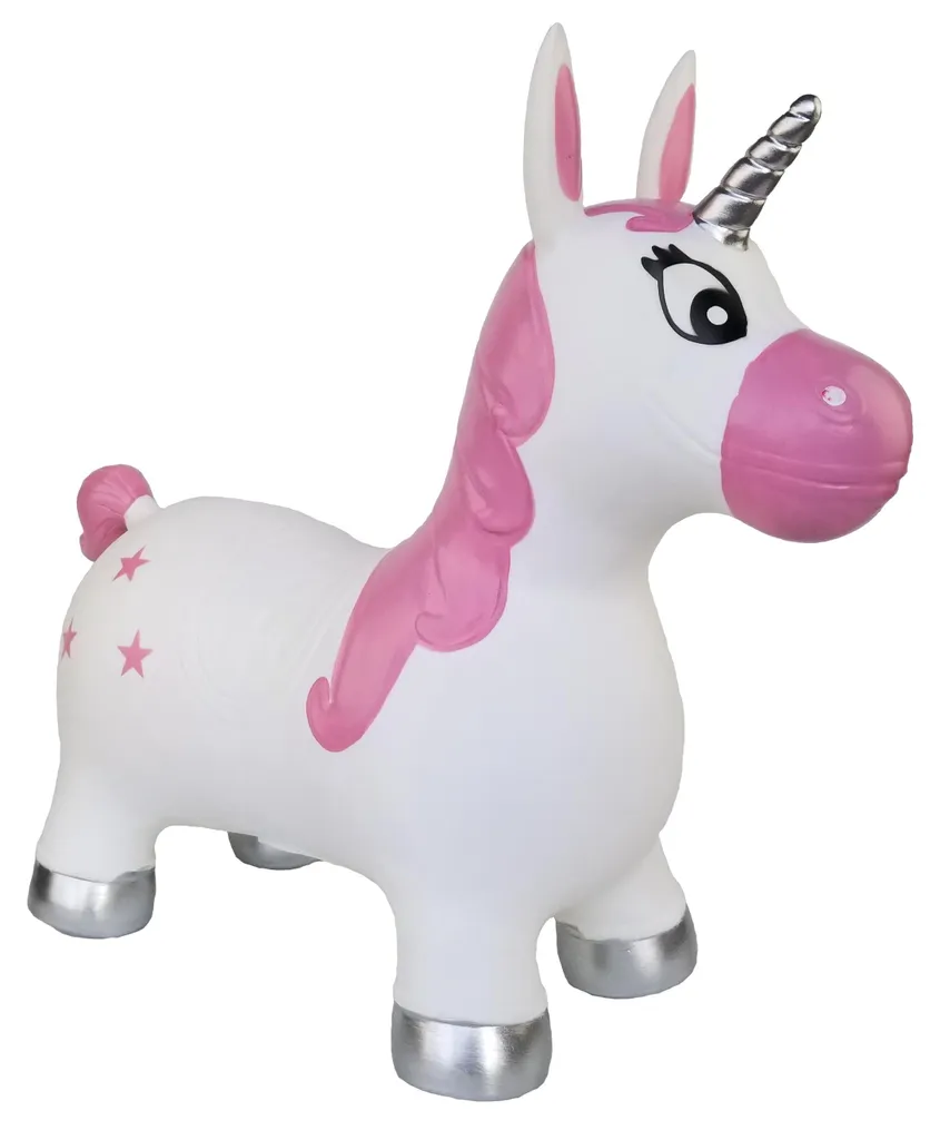 Skippyball licorne 50 cm robuste - Ballon de saut ergonomique rose