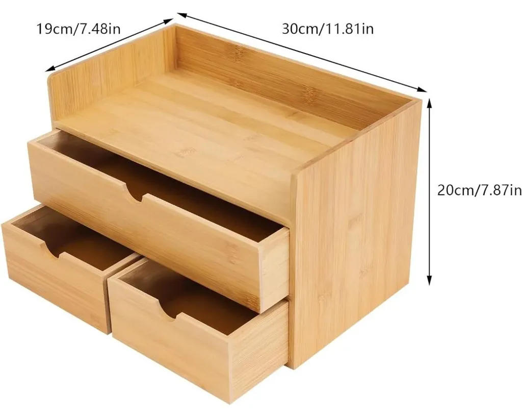 Structure en bambou marron à 3 étages pour rangement de table durable