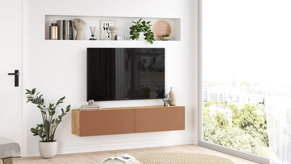 Meuble Télévision Minimaliste FUTURE 140cm Cuivre - Chic et Robuste