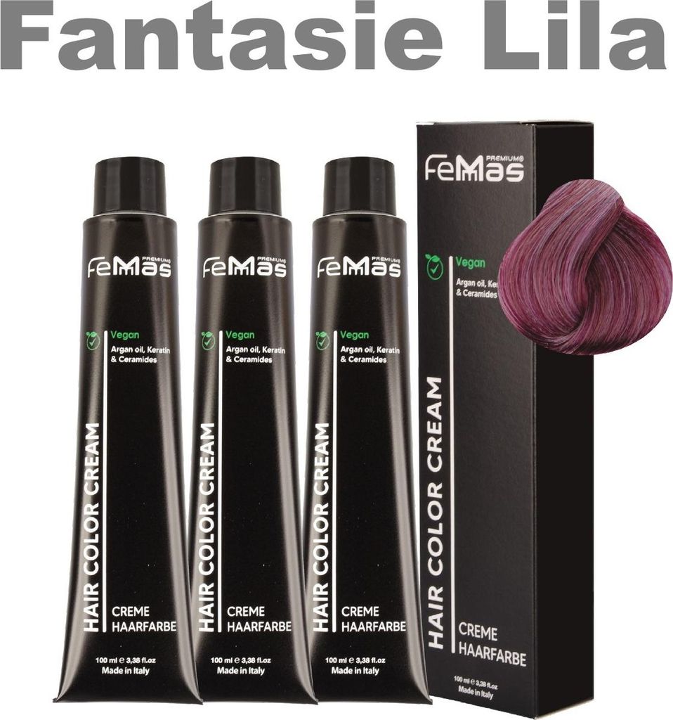 FemMas Haarfarbe mit Arganöl Fantasie Lila | 3x100 ml