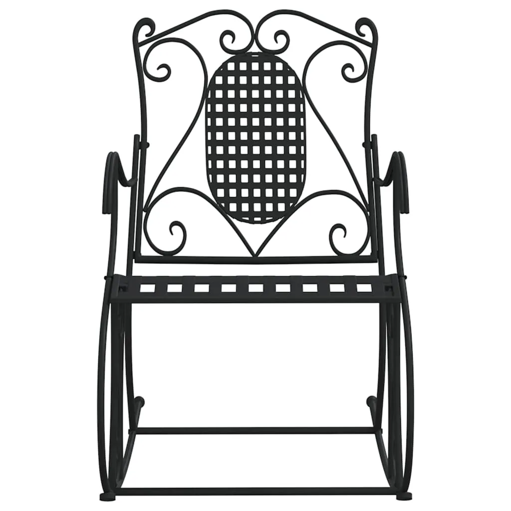 Chaise à bascule en Acier Noir 84 cm - Structure Robuste et Confort Durable - 4