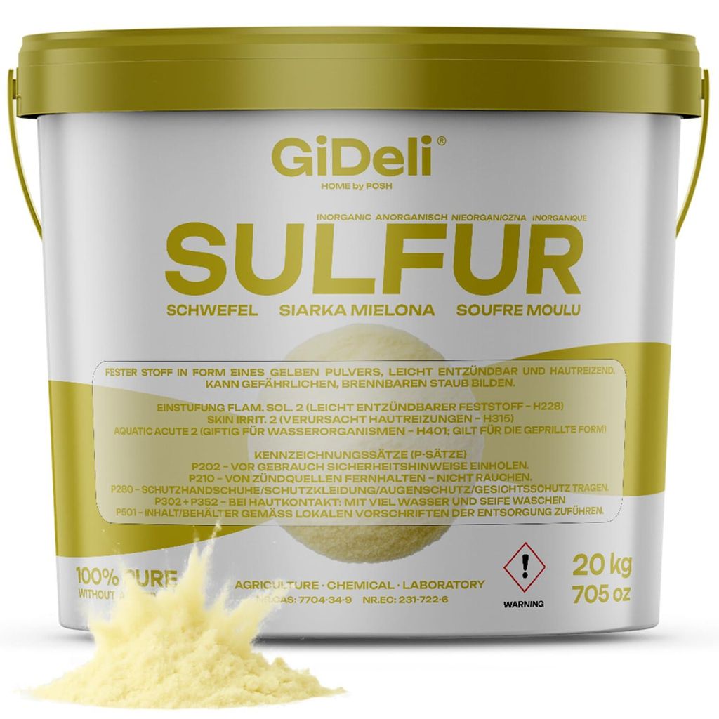 Polvere di zolfo, 20 kg, purezza 99,9%, finemente macinata. Immagine del prodotto 