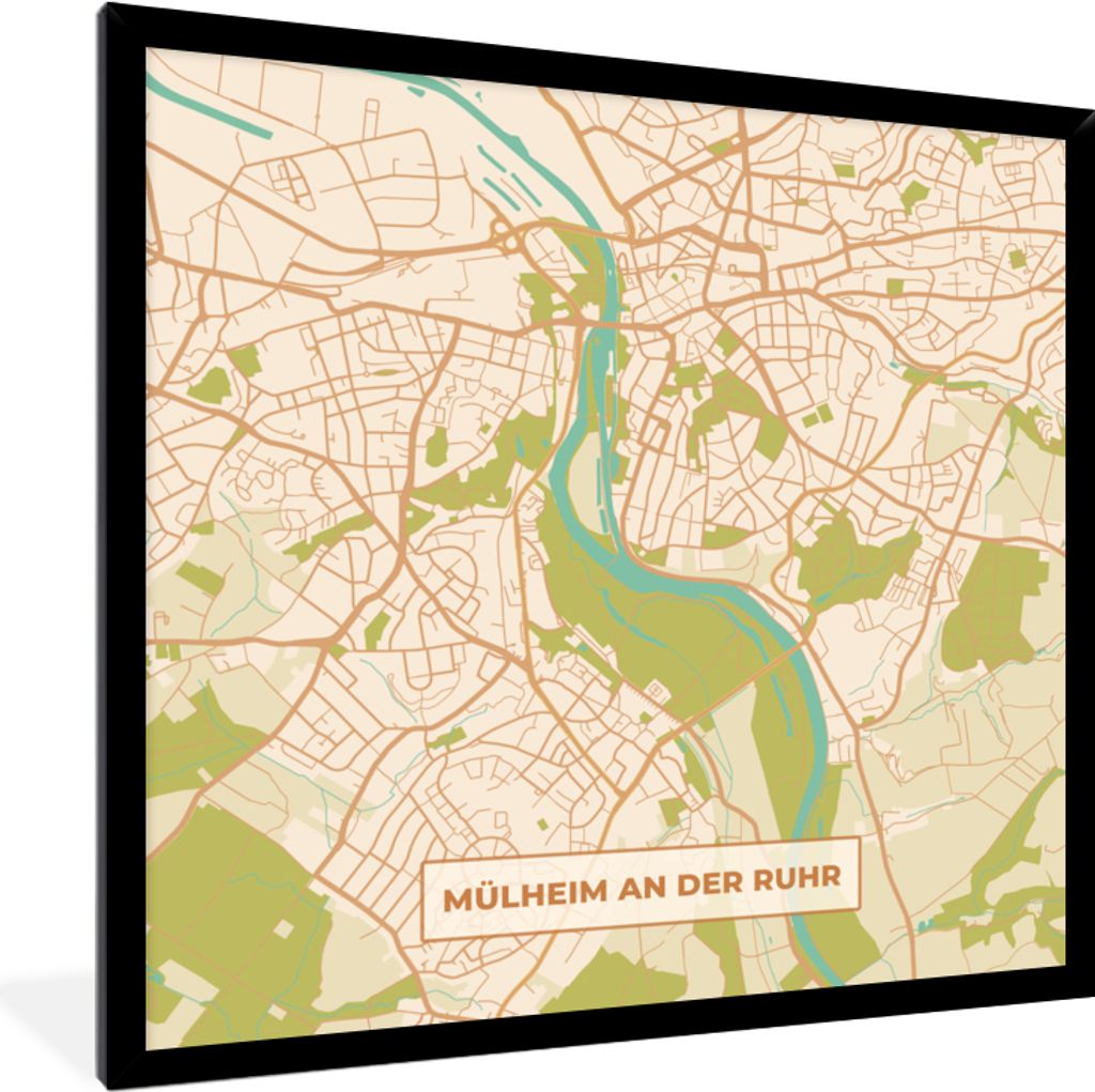 MuchoWow® Gerahmtes Poster Karte - Mülheim an der Ruhr - Produktbild 