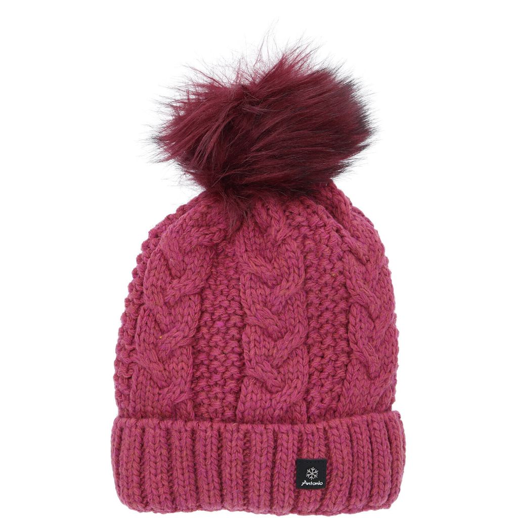 Antonio Damen Strick Mütze Beanie berry