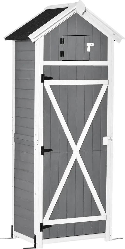 Abri de jardin en bois gris avec étagère et table de rempotage 182cm