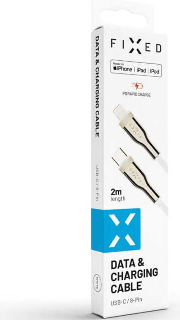 Câble USB-C vers Lightning FIXED FIXDB-CL2-WH Blanc en Nylon tressé 2m - 4