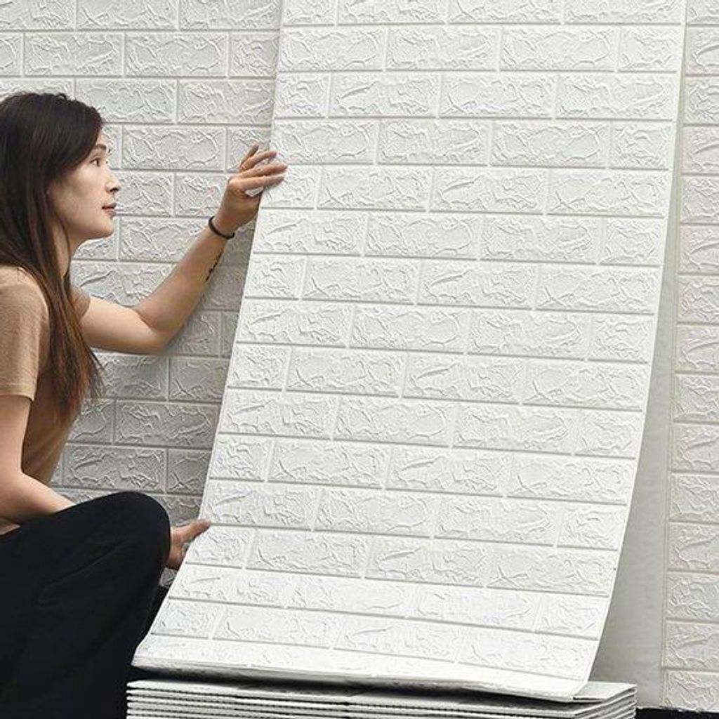 Bibykivn is likely a brand name, so it will be removed. 3D Wandpanelen Zelfklevend 70 cm x 10 m - Steenlook Behang Baksteen, Waterdichte Muursticke...