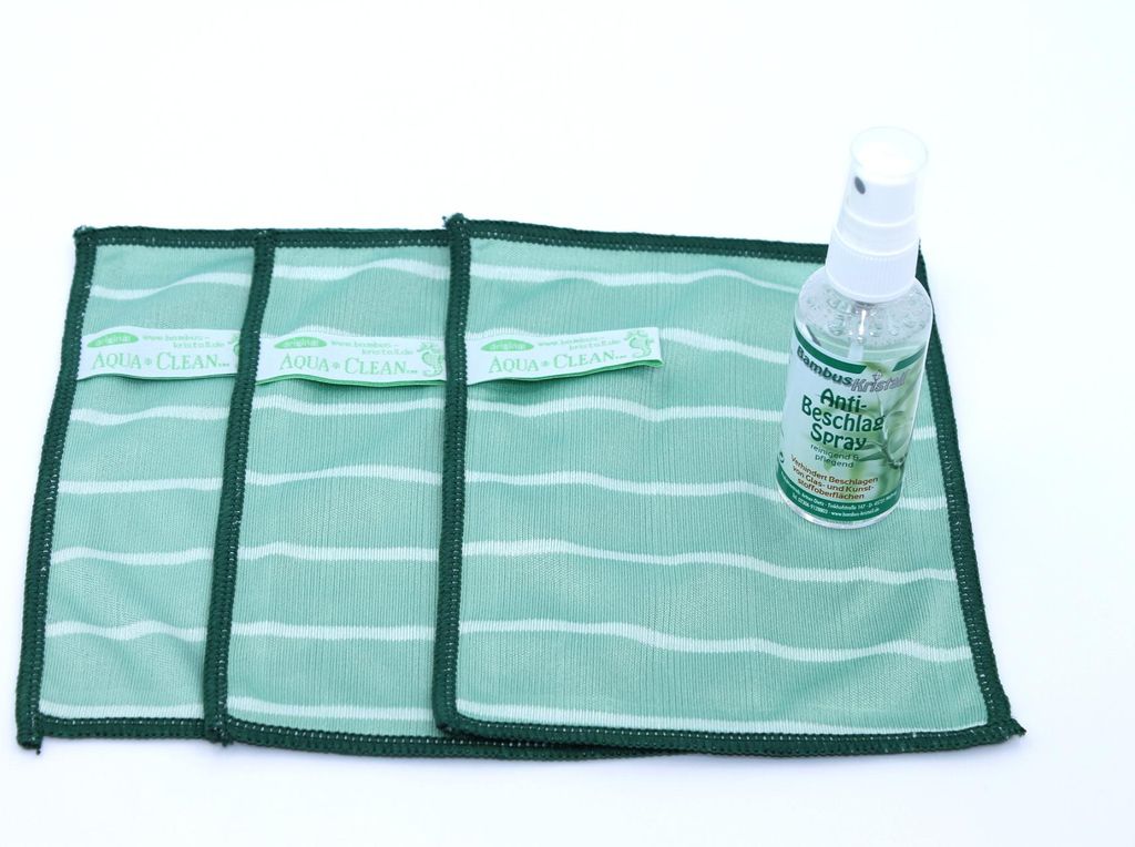 Bambus-Kristall Reinigungstuch 3er Set mit Antibeschlag