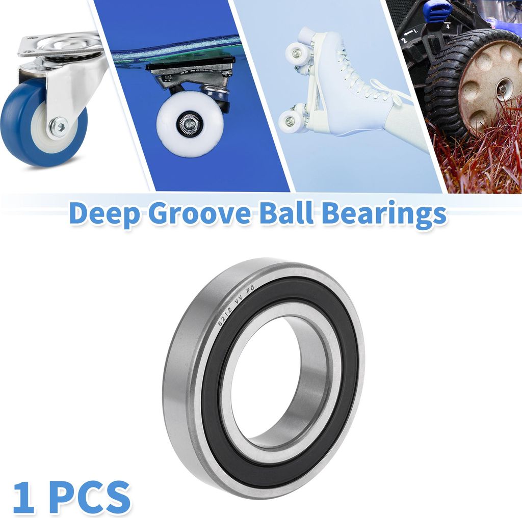 6212VV Rillenkugellager P0 60x110x22mm Geschmierte Lager Doppelgummilippe Schwarz Silberfarben für Scooter Skateboard-Räder