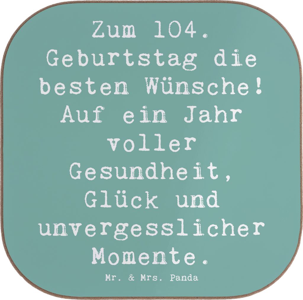 Mr. & Mrs. Panda Untersetzer für Gläser Spruch 104. Geburtstag Glückwünsche - Meeresbrise - Geschenk, Tischuntersetzer, Geburtstagsgeschenk, Ge...