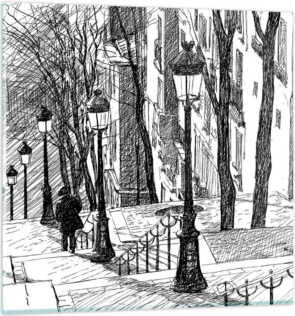 Bilder auf glas - Straße Grafiken - 40x40cm - Glasbilder - Wandbilder - Kunstdruck - zum Aufhängen bereit - Wanddekoration aus Glas - Glas Bilder...