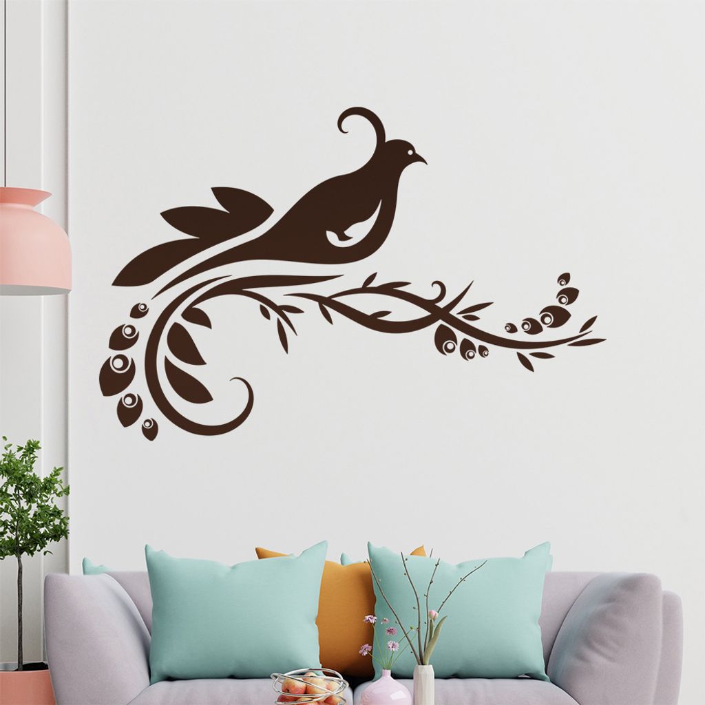 Vogel Ranke Blüte Wandtattoo in 6 Größen - Wandaufkleber Wall Sticker - Dekoration, Küche, Wohnzimmer, Schlafzimmer, Badezimmer
