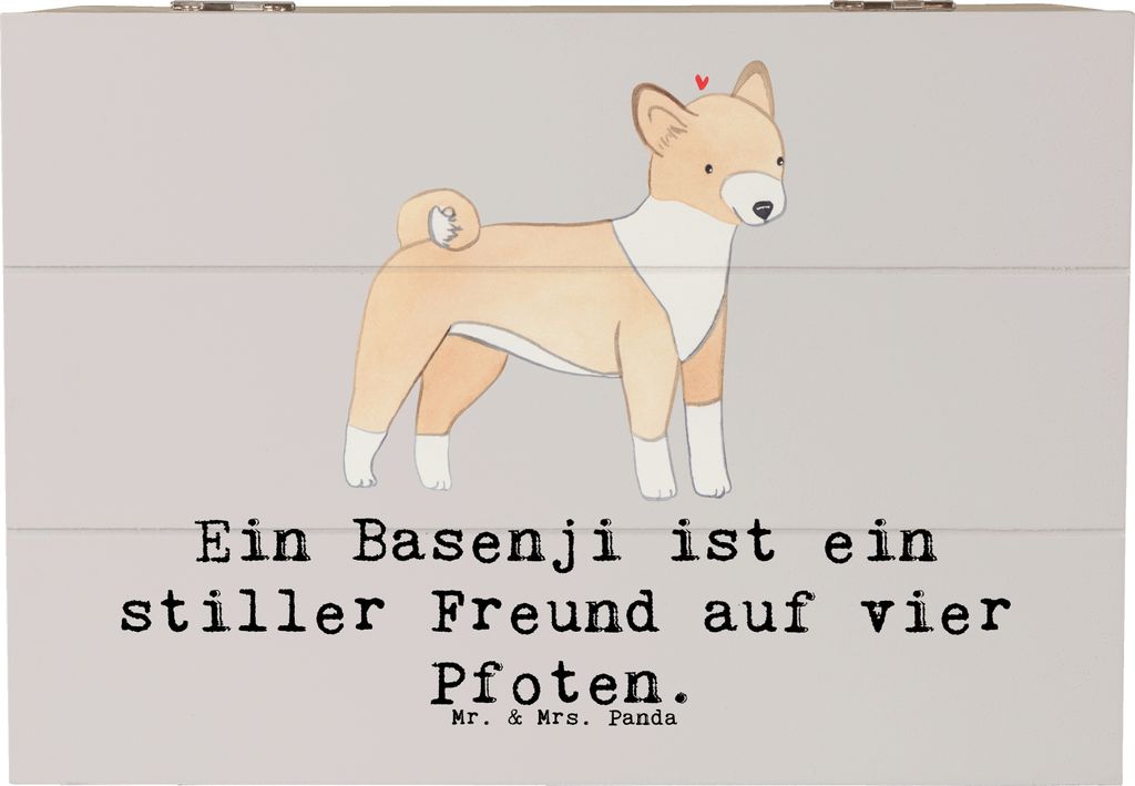 Mr. & Mrs. Panda Holzkiste Basenji Freund 22 x 15 cm - Grau Pastell - Geschenk, Schatzkiste, Kurzer Kopf, vier Pfoten, Hunderassen Charakter, schat...