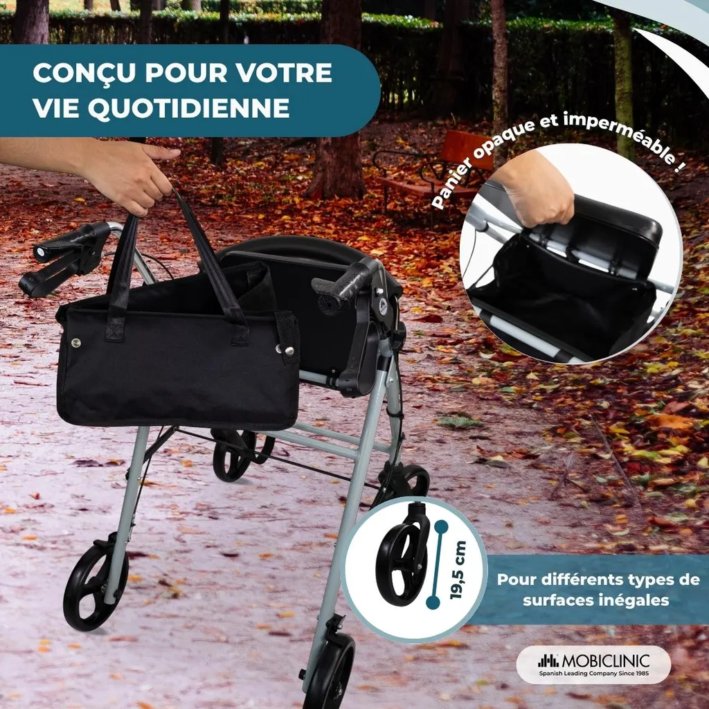 Déambulateur stable pour routes irrégulières Mobiclinic modèle Sofía