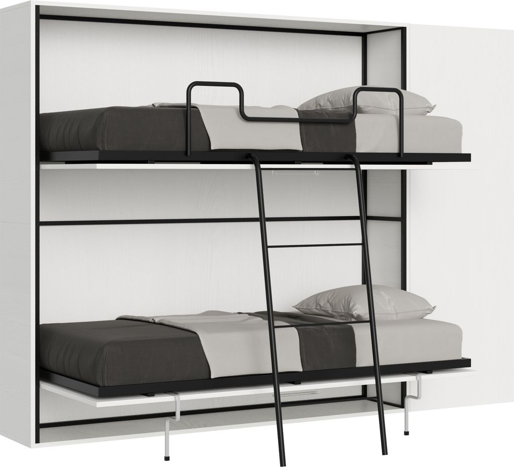 ITAMOBY - Schrankbett Kando Etagenbett 2 Schlafplätze horizontal Komp. H Esche weiß