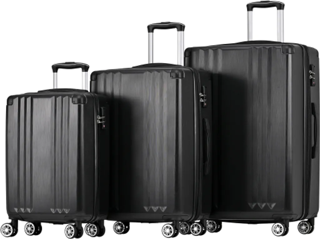 Set Trolley AIORBER Nero Spazzolato: Ruote Spinner per Viaggi Moderni