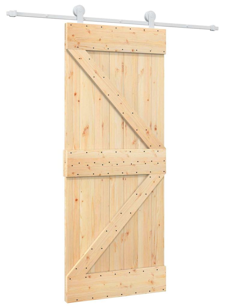 Schiebetür Natürlich und Weiß 85 x 210 cm Massivkiefer