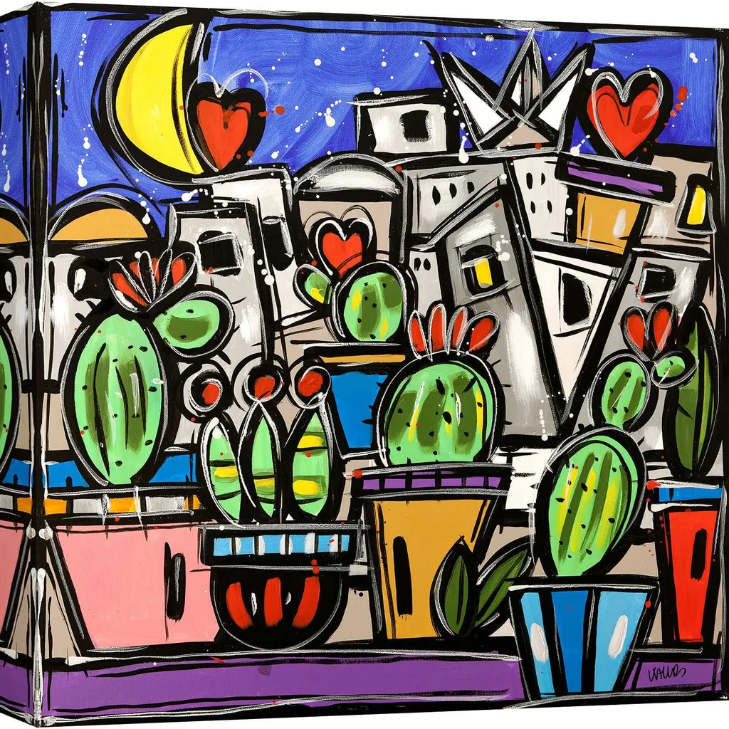 Tableau sur toile multicolore Wallas 50x50 cm Southern Garden chic