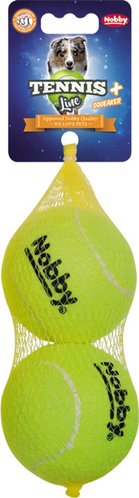 Nobby Tennisball mit Squeaker L 8,5 cm, 2er Netz