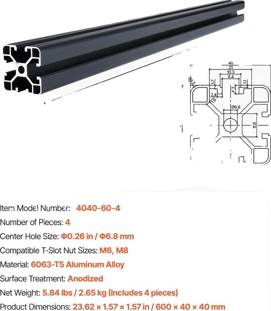 Rail linéaire 1000 mm aluminium robuste et stable pour projets divers