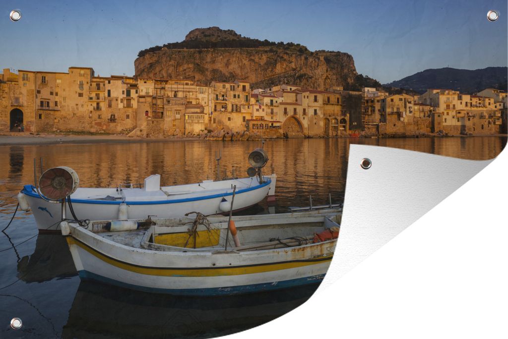 MuchoWow 60x40 cm Outdoor-Poster Gartendeko Sichtschutz Garten Poster für den Garten Boote - Wasser - Palermo