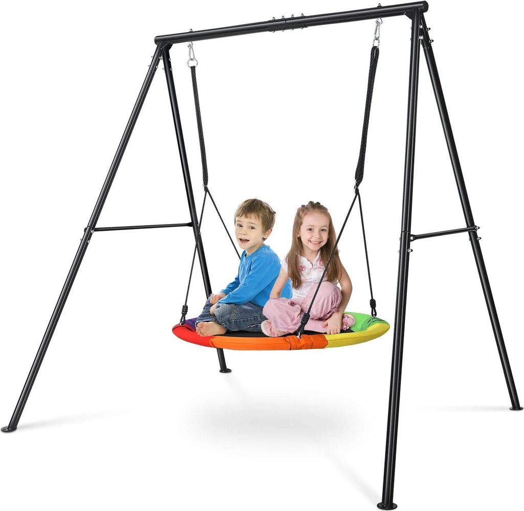 Baumschaukel - Runde Tellerschaukel - 300 kg Tragkraft - Verstellbare Seile - Stahlrahmen, 900D Oxford - Für 2 Personen - Für den Außenbereich -...