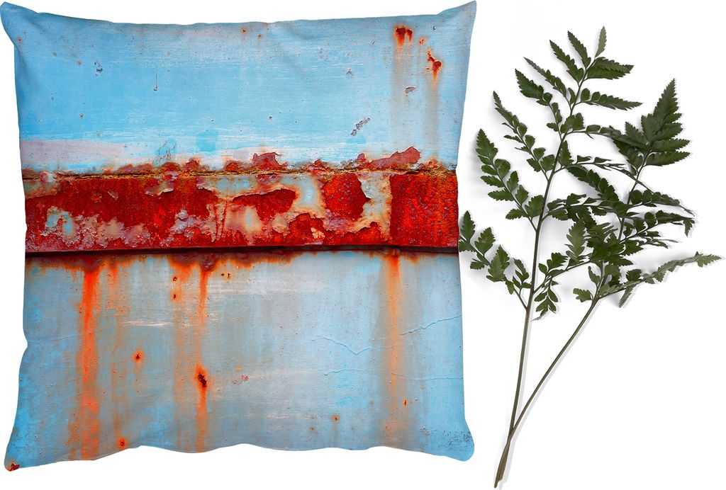 MuchoWow Zierkissen Sofakissen Wohnzimmer Dekokissen 60x60 cm Metalle - Rost - Vintage - Stahl - Sitzfläche - Foto Polster