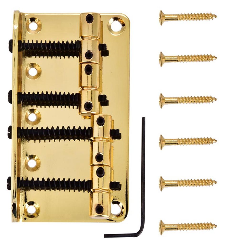 Professioneller Metall-Viersaiter-Basssteg für 4-saitige E-Bassgitarren (Gold)