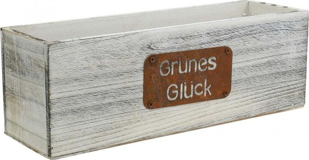 Pflanzgefäß aus Holz mit Schriftzug für Kräuter und Deko