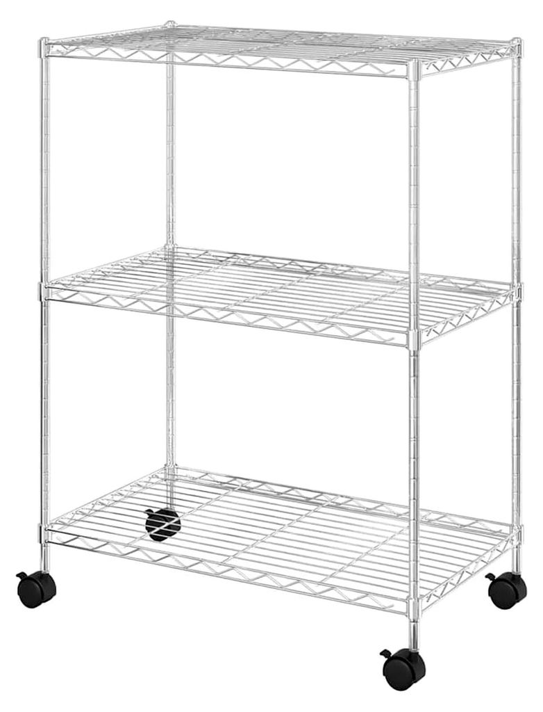 Lagerregal mit 3 Ablagen und Rollen 60x35x81 cm verchromt 150 kg, 4,1 kg