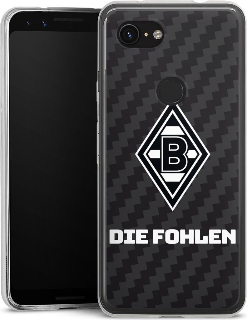 DeinDesign Slim Hülle für Google Pixel 3a Silikon Case Ultra Dünn Handyhülle Borussia Mönchengladbach Carbon Gladbach