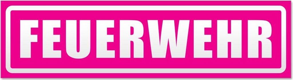 Kiwistar - Autoaufkleber - Pink - 60 x 16 cm - Feuerwehr Motiv 1 invertiert - Hinweis Aufkleber Sticker für Auto, Kfz, Fahrrad, PKW, LKW