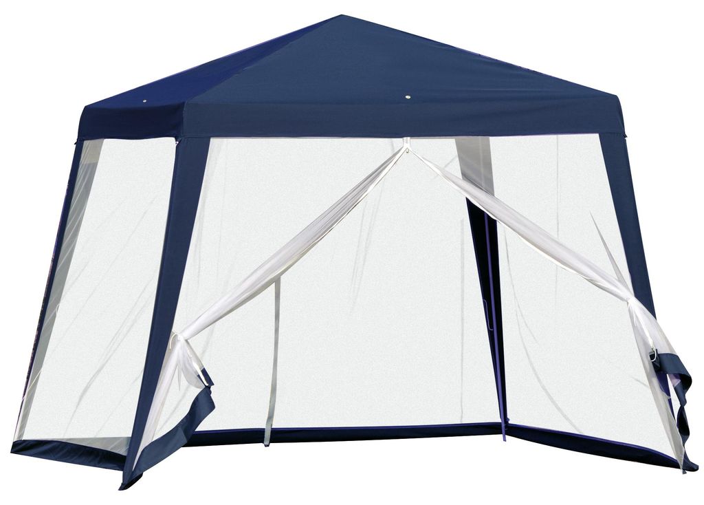 Gartenpavillon Pavillon Festzelt Partyzelt wetterfest Zelt mit Moskitonetz Metall + Polyester Blau 3 x 3 m