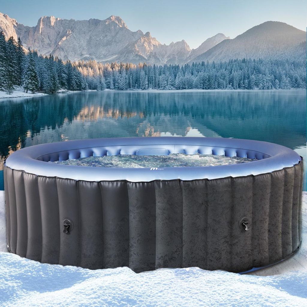 BRAST Whirlpool aufblasbar MSpa Bergen für 6 Personen | Ø204x70cm | In- Outdoor Pool | Ganzjähriger Einsatz | 138 Massagedüsen | Stromsparend i...