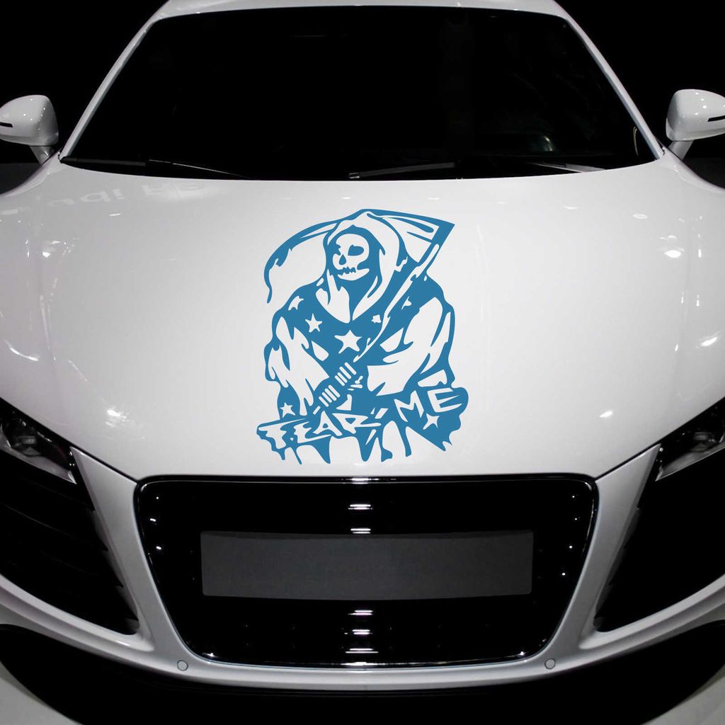 Aufkleber - Autoaufkleber "Fear me" 70cm x 58cm hellblau - Tuning Carystyling Heckscheibe Auto