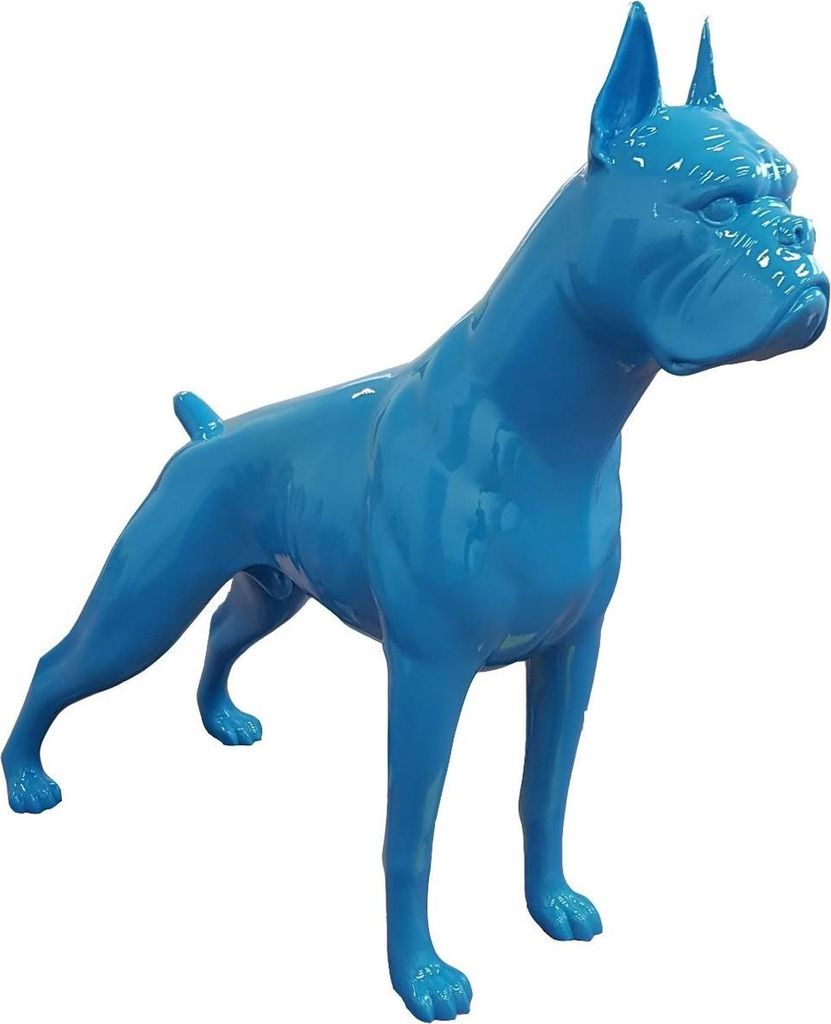 Casa Padrino Designer Dekofigur Boxer Hund Blau 190 x H. 173 cm - Riesige Skulptur - Gartendeko