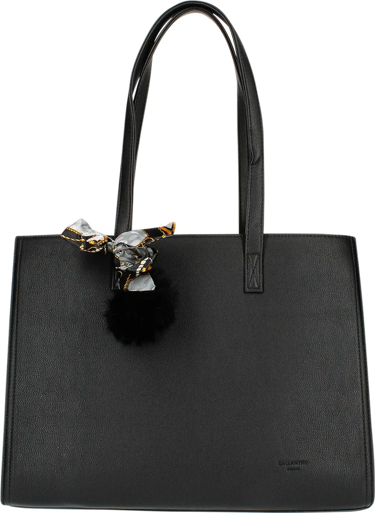 Borsa Gallantry Paris Nera con Foulard e Pompon | Shopper Ecopelle