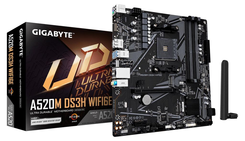 GIGABYTE A520M DS3H WIFI6E Mainboard – Unterstützt AMD Produktbild 