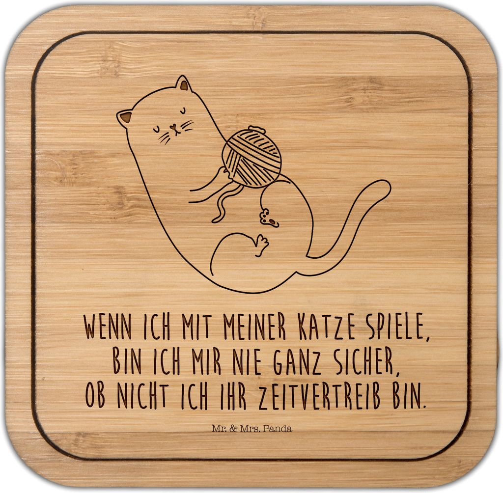 Mr. & Mrs. Panda Tassenunterlage Katze Wolle - Transparent - Geschenk, Haha, Tischuntersetzer, Cats, Coaster, Untersetzer Kork, Katzenmotive, gläs...