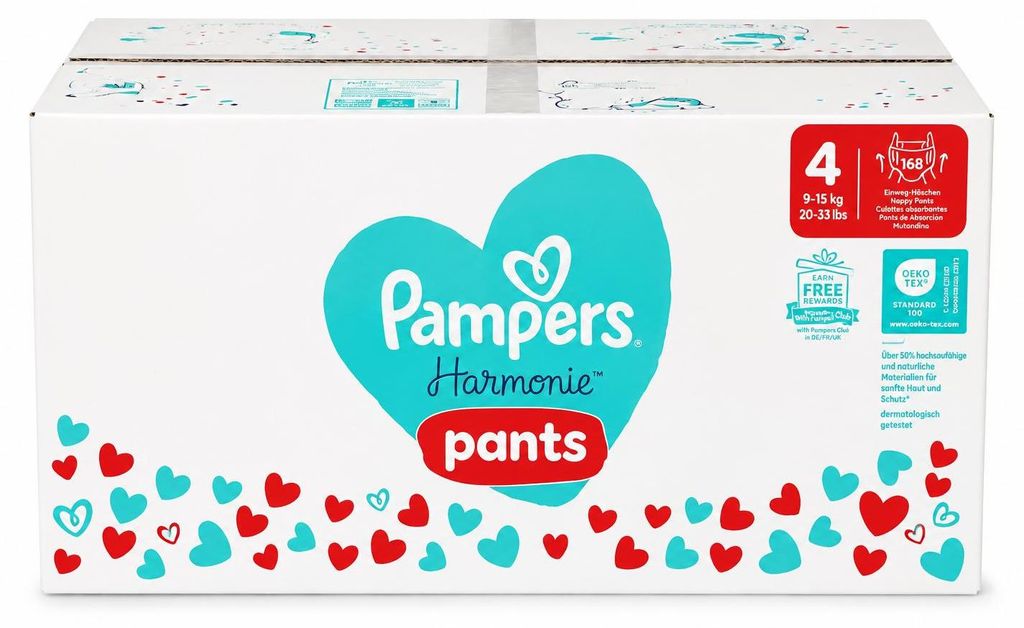Pampers Harmonie Pants Größe 4 9-15 kg 168 Stück Hautschutz Produktbild 