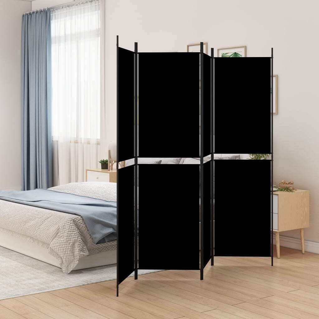 vidaXL 4 tlg. Paravent Schwarz 200x200 cm Stoff - Raumteiler - Paravent - Raumtrenner - Trennwand